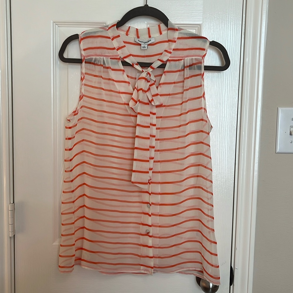 NWT Banana Republic Striped Neck Tie Blouse